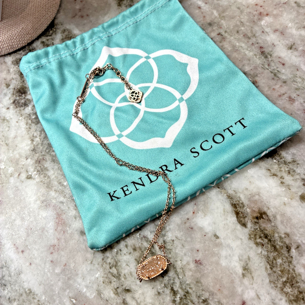 Kendra Scott Elisa Vermeil Pendant Iridescent Drusy Gold Tone Necklace w/Bag L4 - Picture 3 of 9
